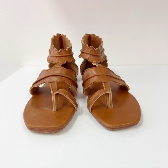 Bali Elf Handmade Leather Sandals Zip Back 9 Gladiator Scallop - Picture 3 of 7